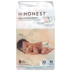 Honest Lil'' Peanut Multicolored Giraffes Newborn Diapers (Up to 10 lbs (4.5 kg)) 32 Each