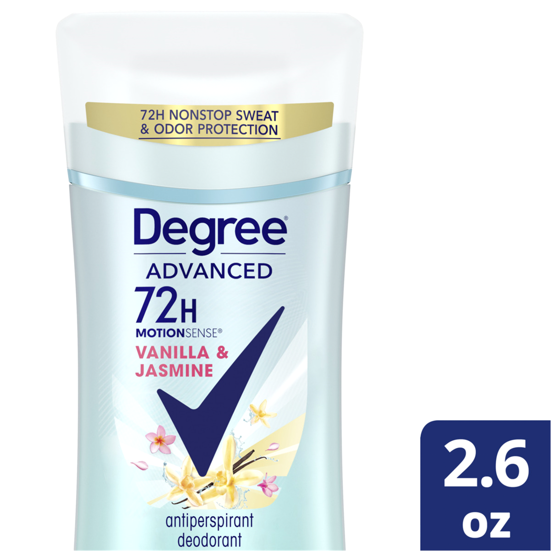 slide 1 of 1, Degree Advanced Antiperspirant Deodorant Vanilla & Jasmine, 2.6 oz