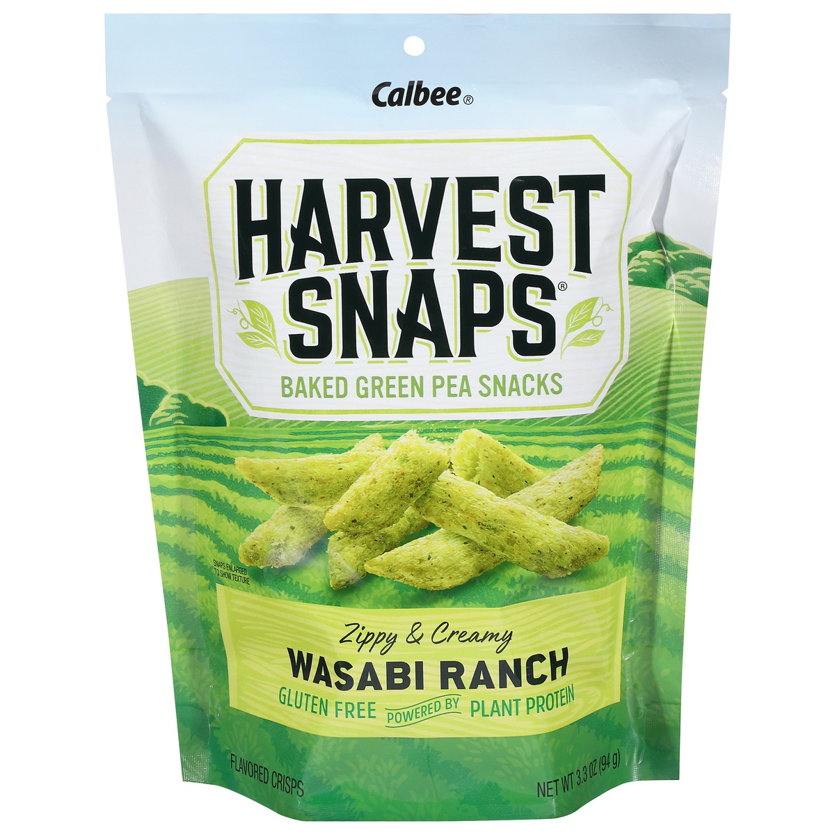slide 1 of 3, Harvest Snaps Wasabi Ranch Green Pea Crisps, 3.3 oz