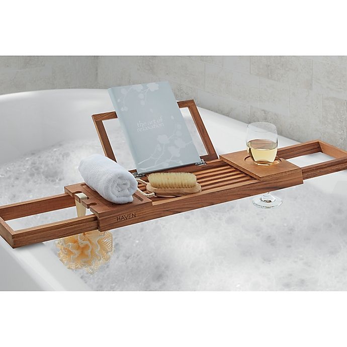 slide 3 of 3, Haven Teak Bathtub Caddy, 1 ct