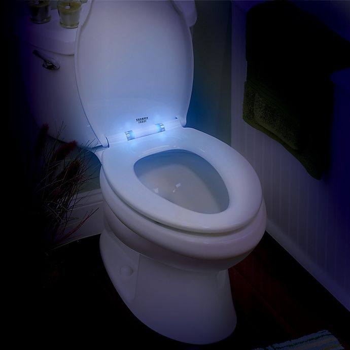 slide 1 of 5, Sharper Image Shaper Image Blue LED Nightlight Elongated Toilet Seat - White, 1 ct