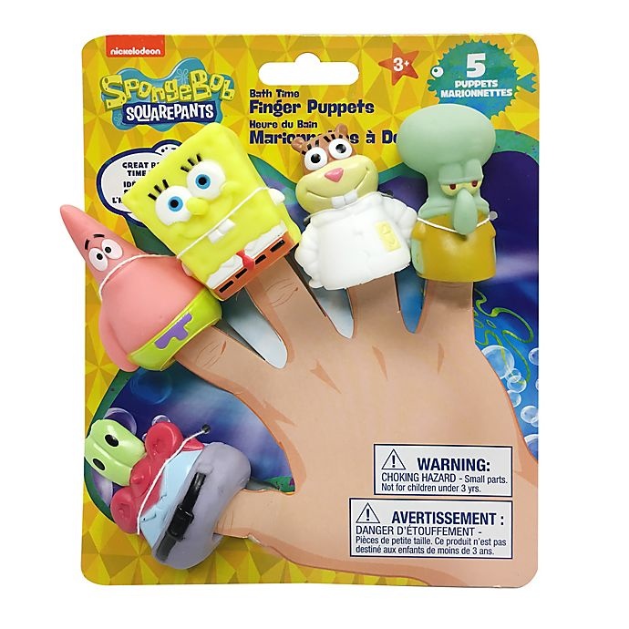 slide 2 of 3, Nickelodeon SpongeBob SquarePants Bath Finger Puppets, 5 ct