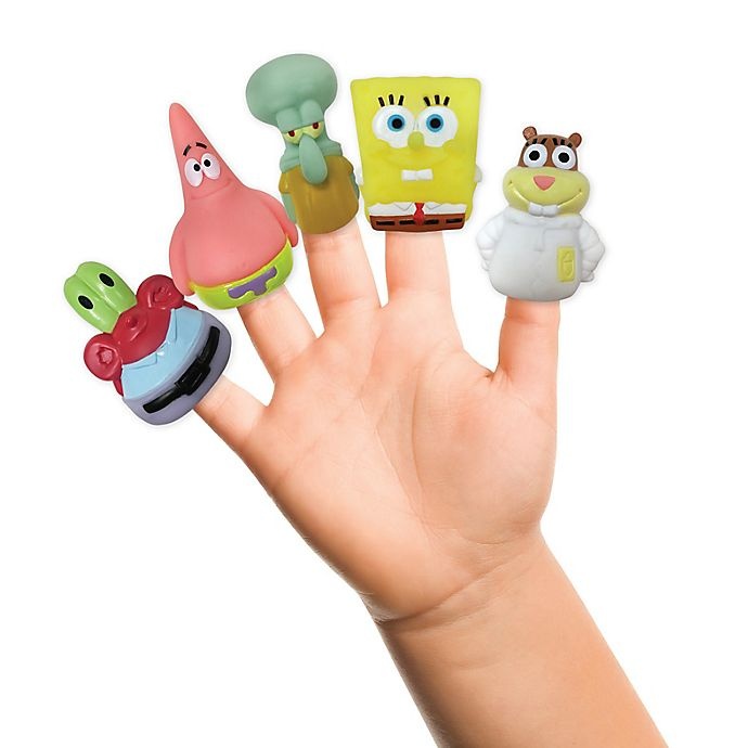 slide 3 of 3, Nickelodeon SpongeBob SquarePants Bath Finger Puppets, 5 ct