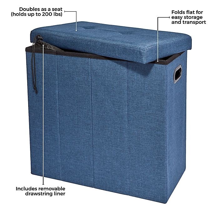 The Laundry Room Collapsible Laundry Hamper with Drawstring Liner, Blue