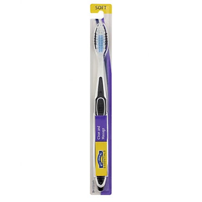 slide 1 of 1, Hill Country Fare Clean And Massage Toothbrush Soft - Colors May Vary, 1 ct