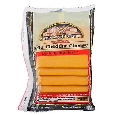 slide 1 of 1, Andrew & Everett Sliced Mild Cheddar, 7 oz