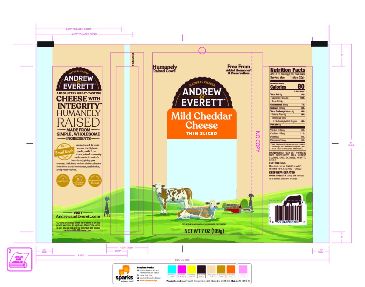 slide 3 of 6, Andrew & Everett Mild Cheddar Cheese - Thin Sliced, 7 oz