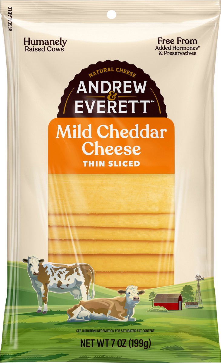 slide 5 of 6, Andrew & Everett Mild Cheddar Cheese - Thin Sliced, 7 oz