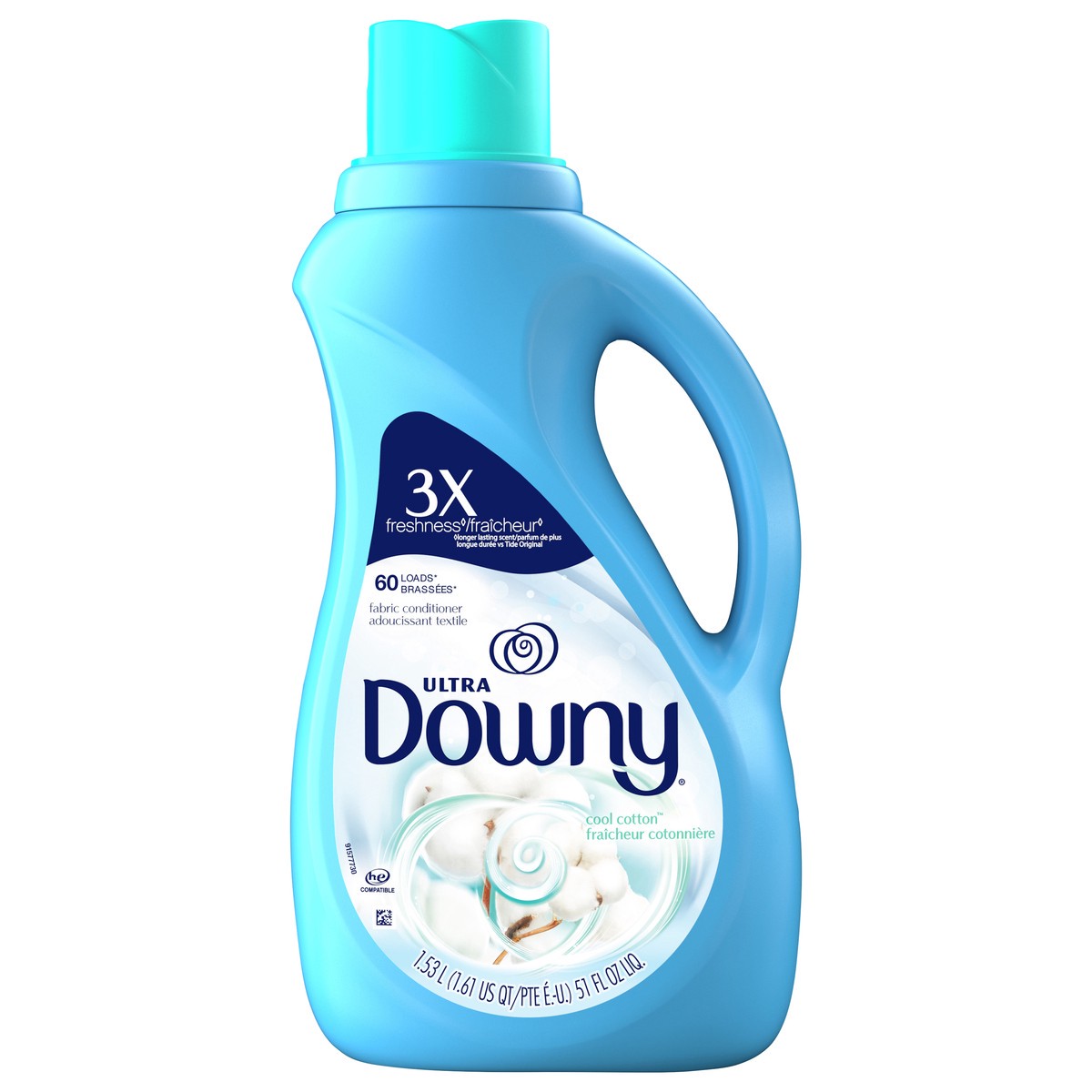 slide 1 of 6, Downy Ultra Downy Cool Cotton Liquid Fabric Conditioner (Fabric Softener), 60 Loads 51 fl oz, 51 fl oz