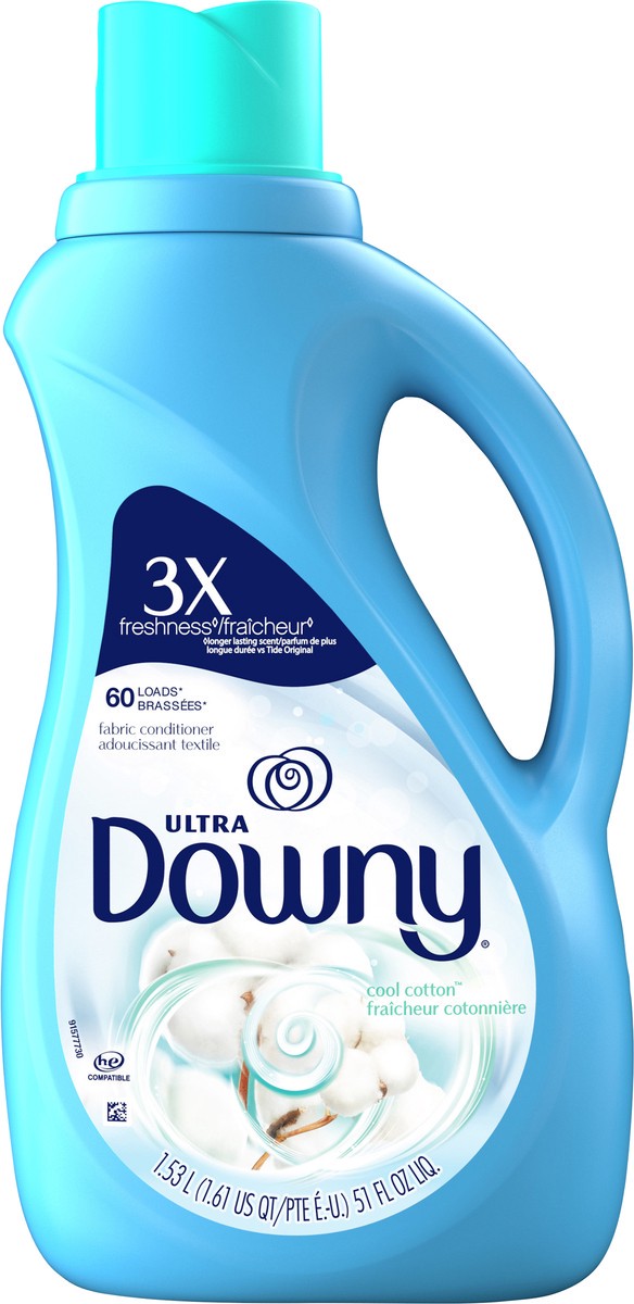 slide 6 of 6, Downy Ultra Downy Cool Cotton Liquid Fabric Conditioner (Fabric Softener), 60 Loads 51 fl oz, 51 fl oz