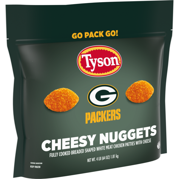slide 1 of 1, Tyson Cheesy Chicken Nuggets-Green Bay Packers, 4 lb, 4 lb