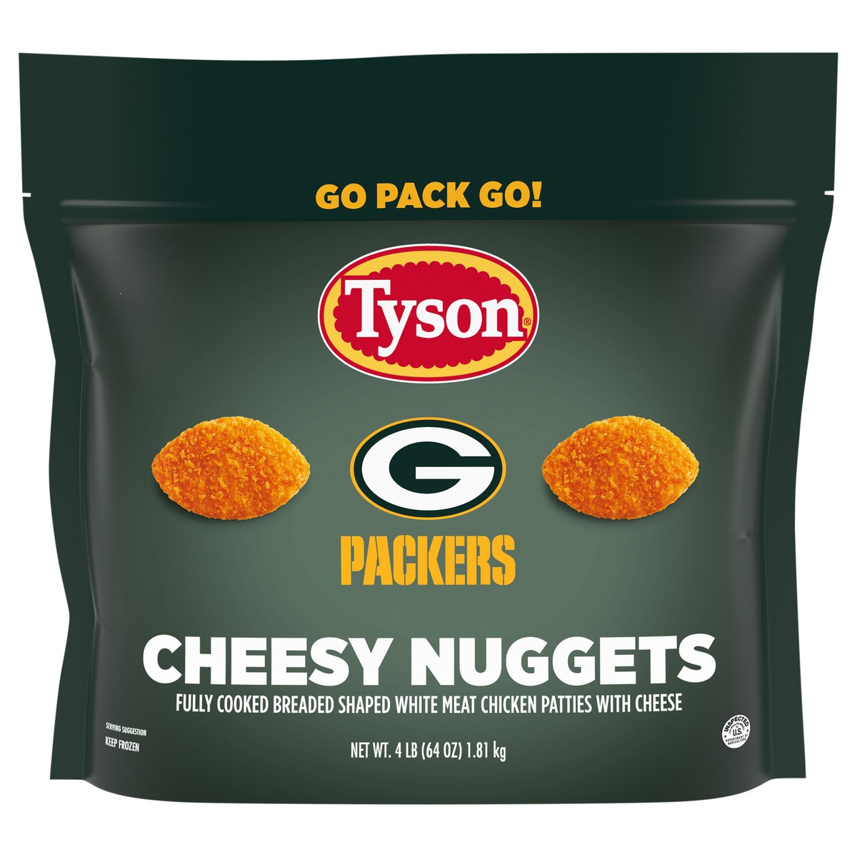slide 1 of 13, Tyson Cheesy Chicken Nuggets-Green Bay Packers, 4 lb, 4 lb