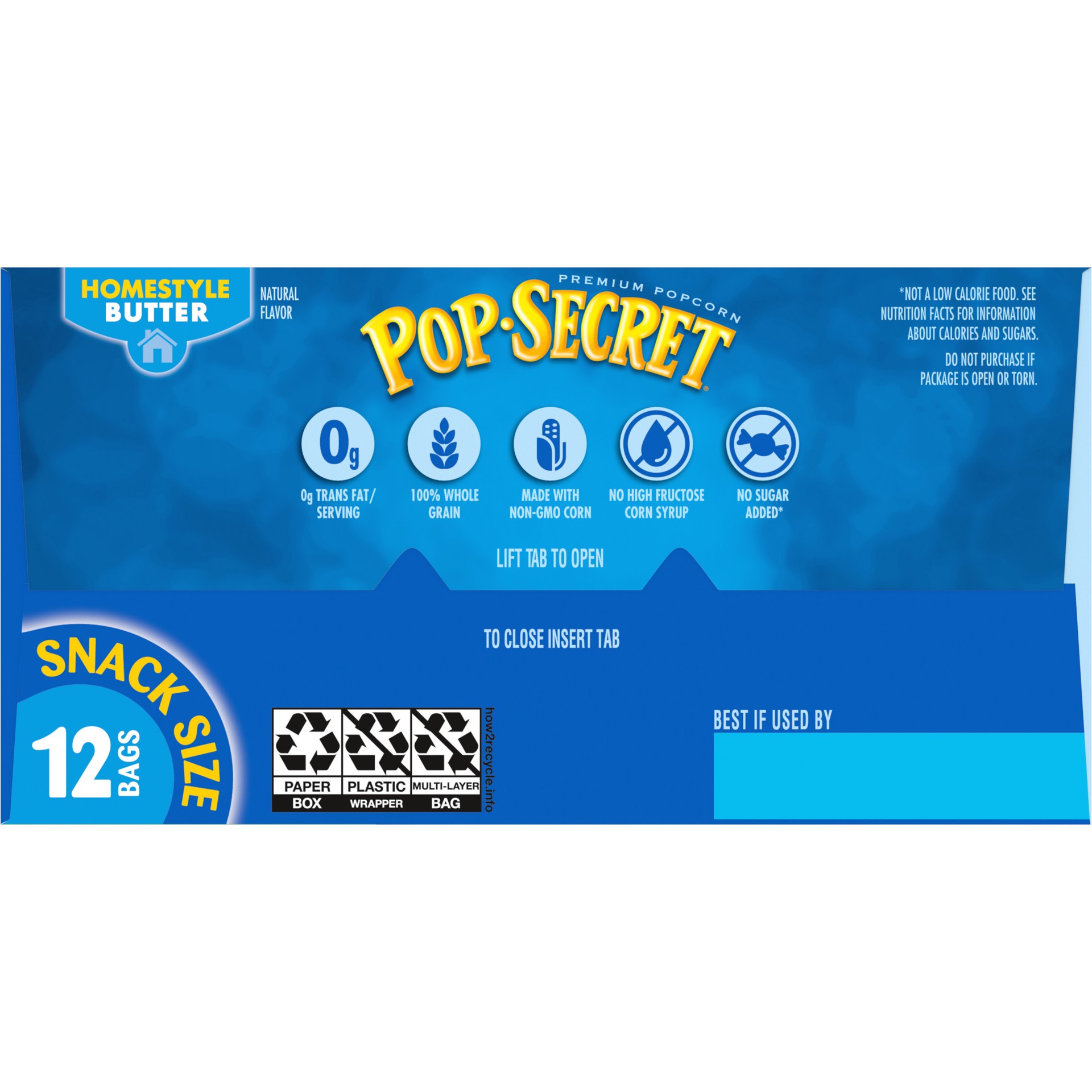 slide 9 of 9, Pop-Secret Microwave Popcorn, Homestyle Butter Flavor, 1.75 Oz Snack Bags, 12 Ct, 21 oz