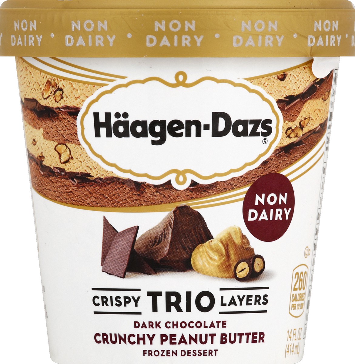 slide 5 of 6, Häagen-Dazs Non-Dairy Crispy Trio Layers Dark Chocolate Crunchy Peanut Butter Frozen Dessert, 14 fl oz