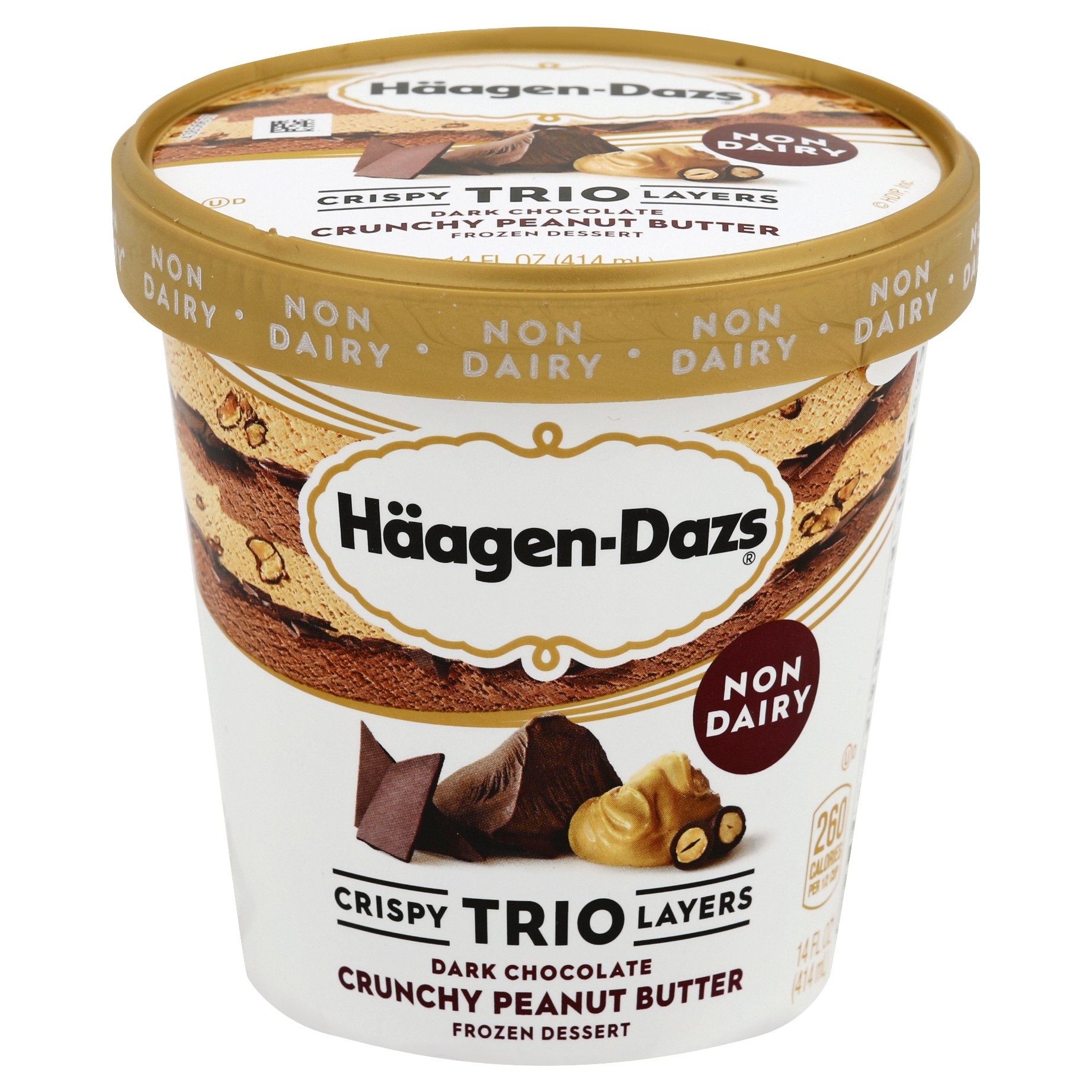 slide 1 of 6, Häagen-Dazs Non-Dairy Crispy Trio Layers Dark Chocolate Crunchy Peanut Butter Frozen Dessert, 14 fl oz