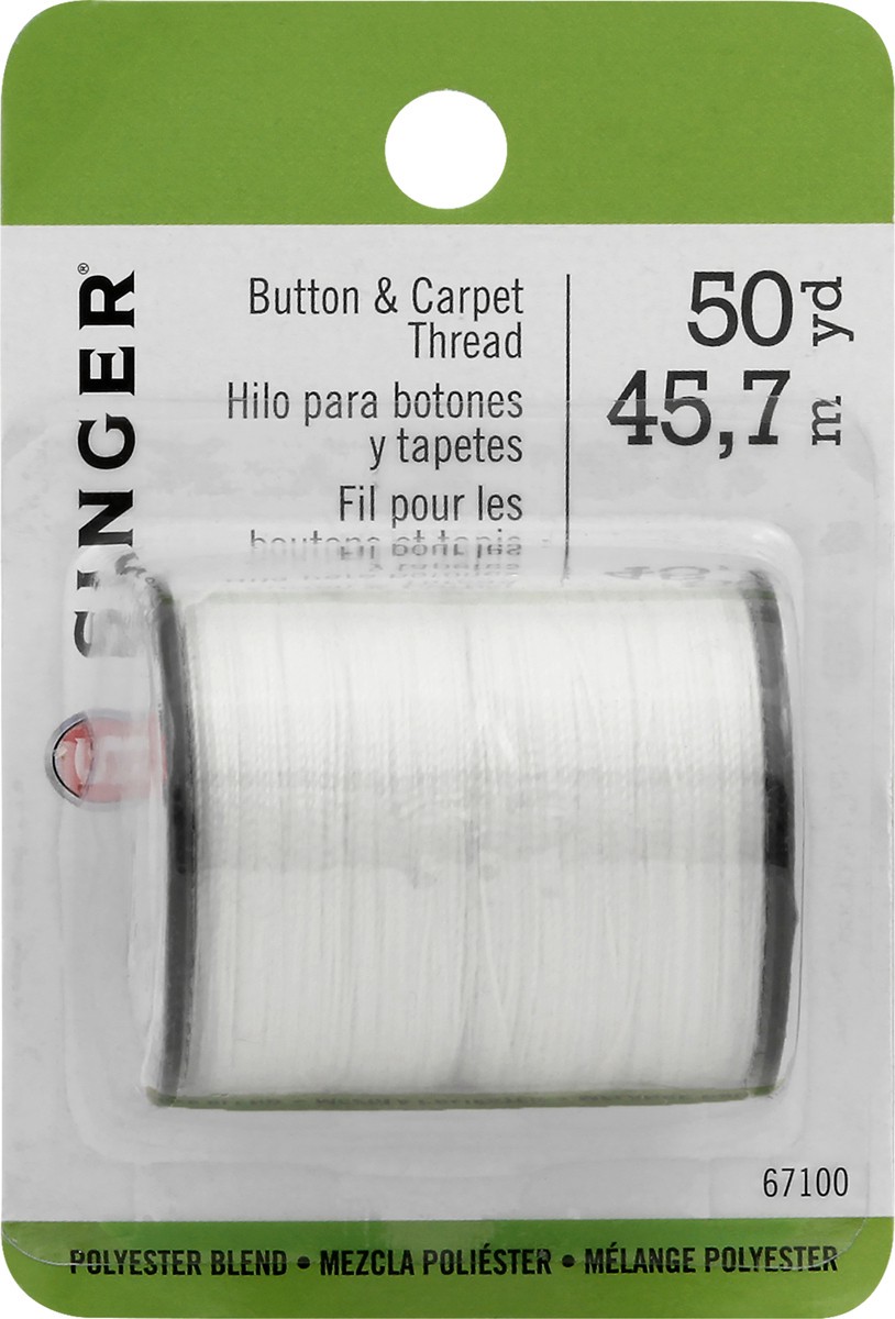 slide 1 of 7, DYNO MERCHANDISE 2489 Button & Carpet White Thread, 1 ct