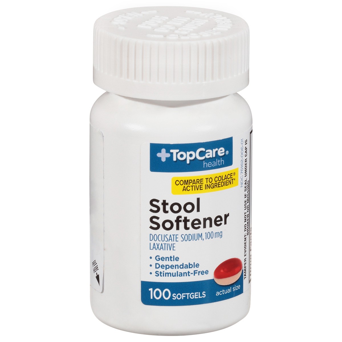 slide 5 of 9, TopCare Stool Softner Softgel, 100 ct