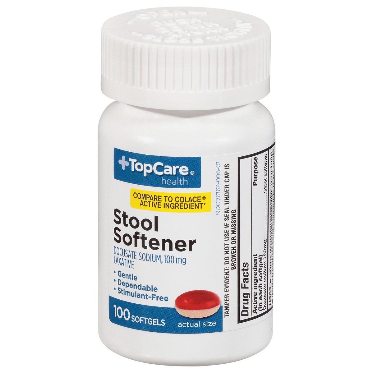 slide 6 of 9, TopCare Stool Softner Softgel, 100 ct