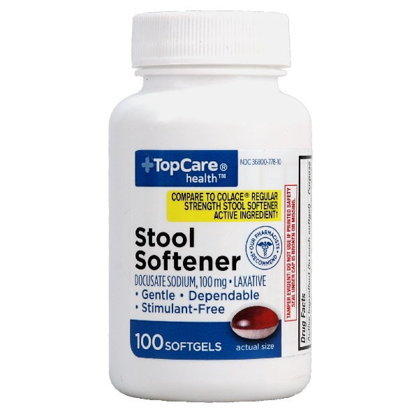 slide 1 of 9, TopCare Stool Softner Softgel, 100 ct