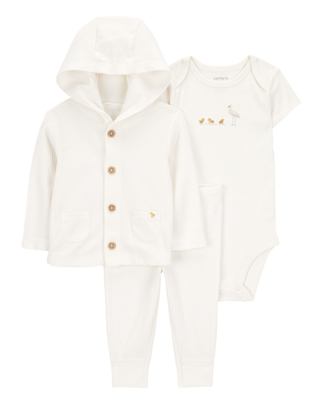 slide 1 of 3, Carter's Baby 3-Piece Chick Little Cardigan Set - Ivory Ivory 9M, 3 pc