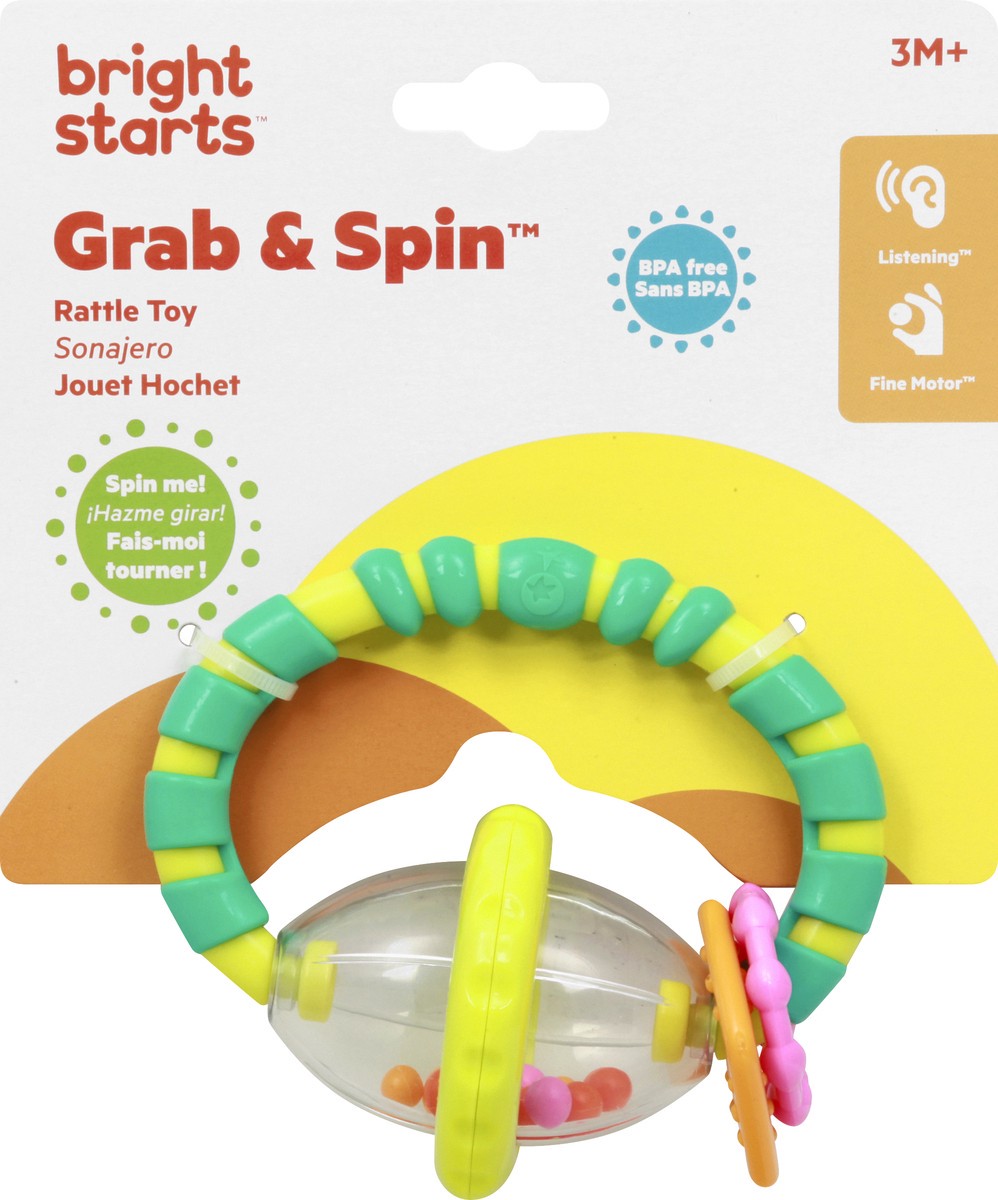 slide 1 of 5, Bright Starts Grab & Spin Rattle Toy 1 ea, 1 ct