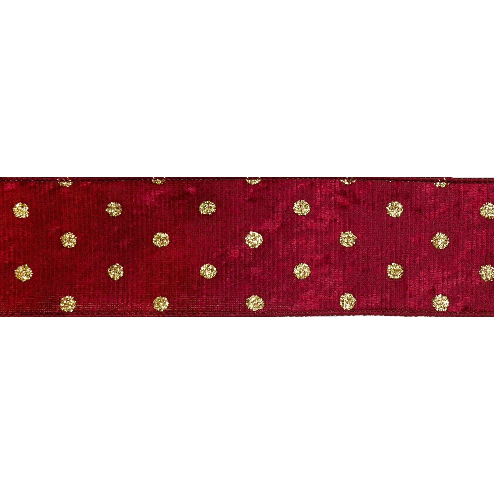slide 2 of 3, 2.5" X 20ft. Burgundy & Gold Dots Wired Ribbon By Celebrate It, 2.5 in x 20 ft