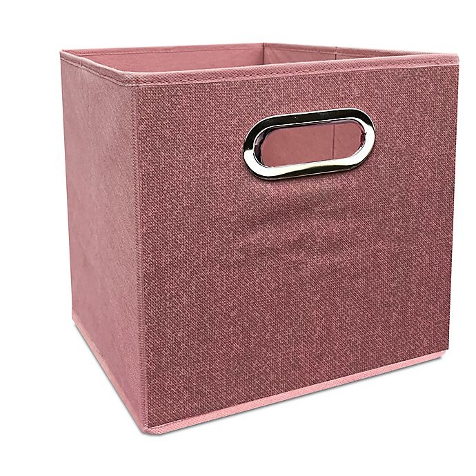 slide 1 of 1, Simply Essential Textured Collapsible Bin - Rose, 11 in