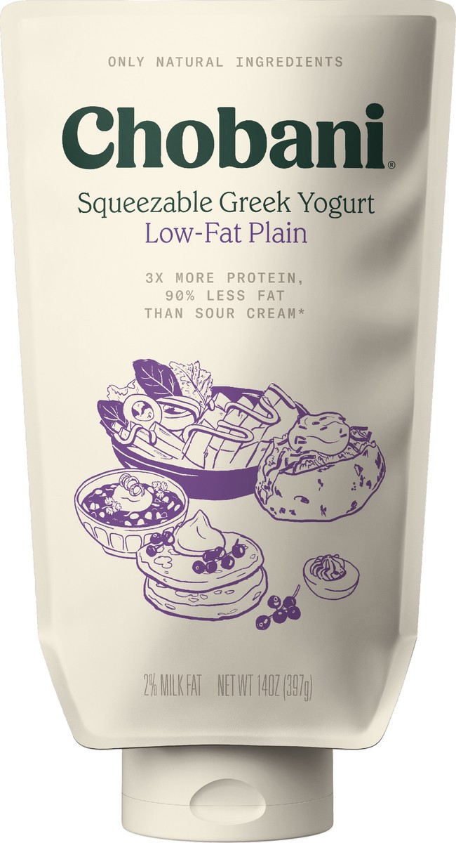 slide 5 of 6, Chobani Lowfat Plain Squeezable Greek Yogurt, 14 oz