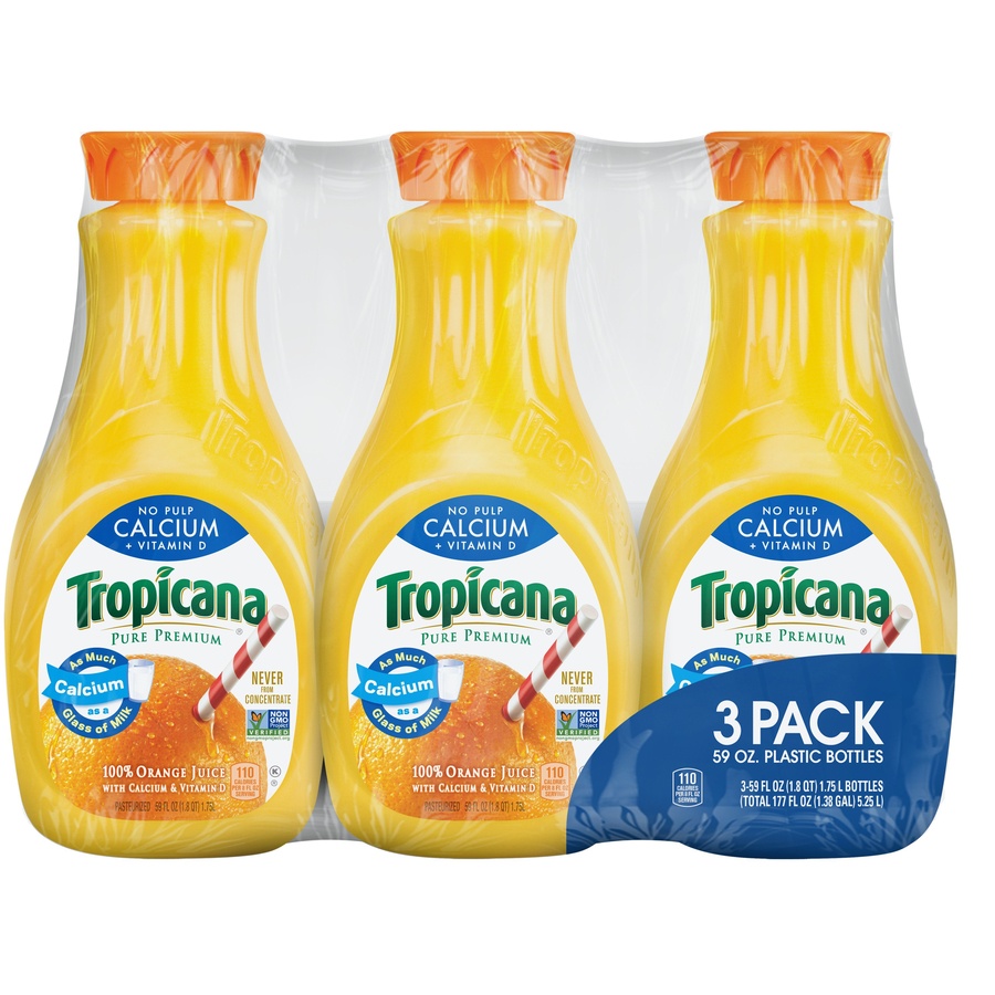 slide 1 of 3, Tropicana Calcium + Vitamin D 100% Orange Juice, 