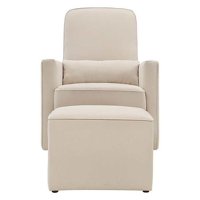 slide 4 of 12, DaVinci Olive Upholstered Swivel Glider with Ottoman - Cream, 1 ct