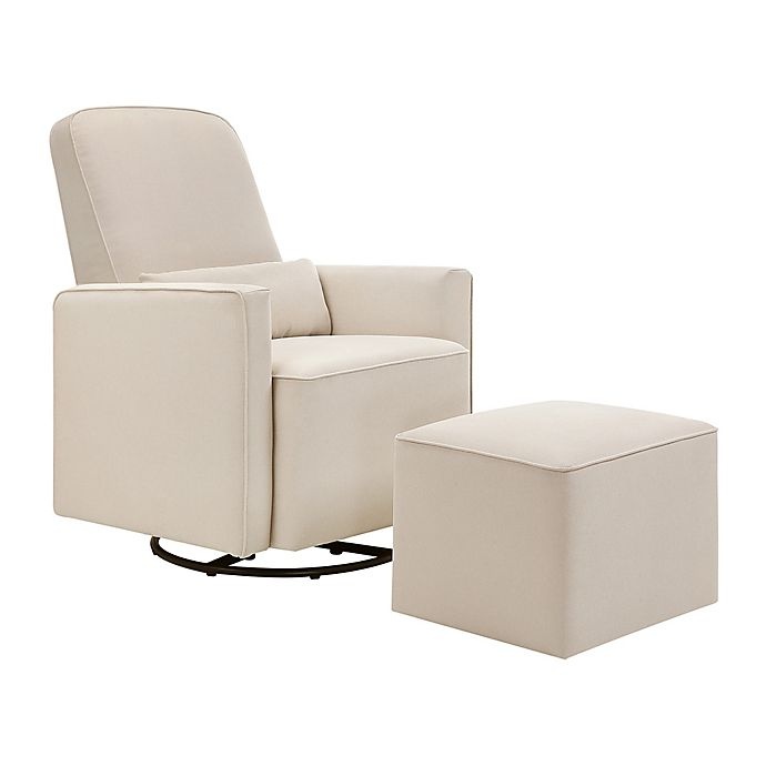 slide 9 of 12, DaVinci Olive Upholstered Swivel Glider with Ottoman - Cream, 1 ct