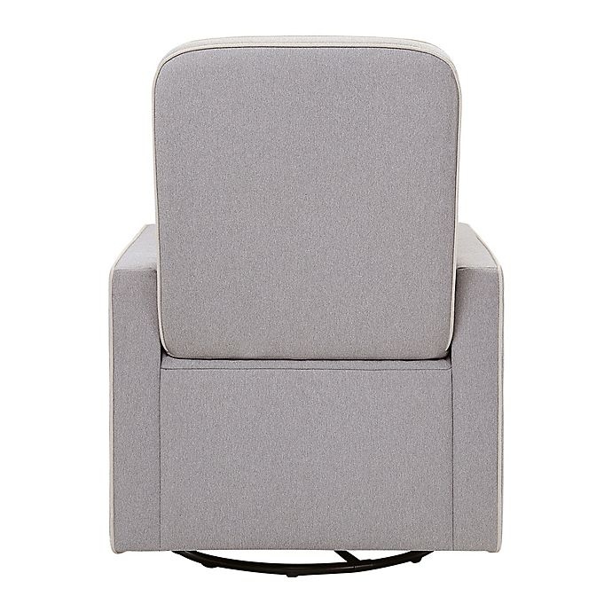 slide 8 of 11, DaVinci Olive Upholstered Swivel Glider and Ottoman - Grey with Cream Piping, 1 ct