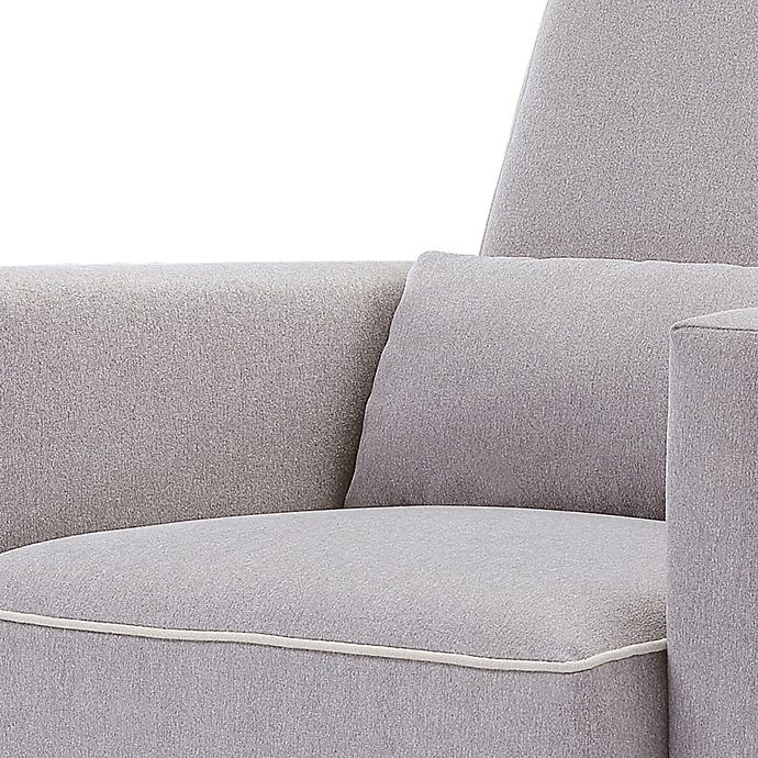 slide 9 of 11, DaVinci Olive Upholstered Swivel Glider and Ottoman - Grey with Cream Piping, 1 ct