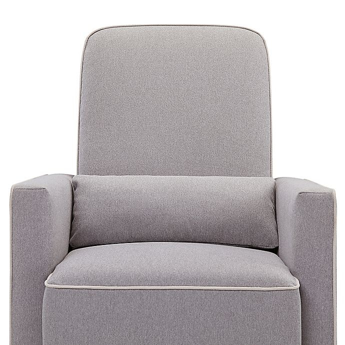 slide 11 of 11, DaVinci Olive Upholstered Swivel Glider and Ottoman - Grey with Cream Piping, 1 ct