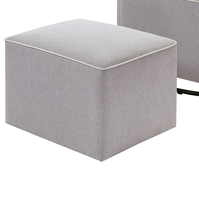 slide 2 of 11, DaVinci Olive Upholstered Swivel Glider and Ottoman - Grey with Cream Piping, 1 ct