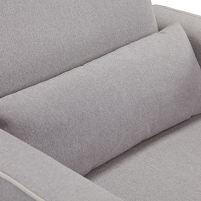 slide 3 of 11, DaVinci Olive Upholstered Swivel Glider and Ottoman - Grey with Cream Piping, 1 ct