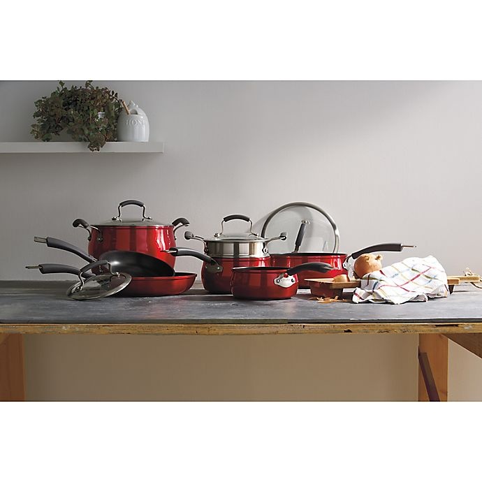 slide 3 of 3, Epicurious Aluminum Nonstick Cookware Set - Red, 11 ct