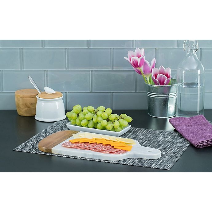 slide 2 of 2, Denmark Artisanal Rectangular Cutting Board - Marble/Wood with Handle, 14 in