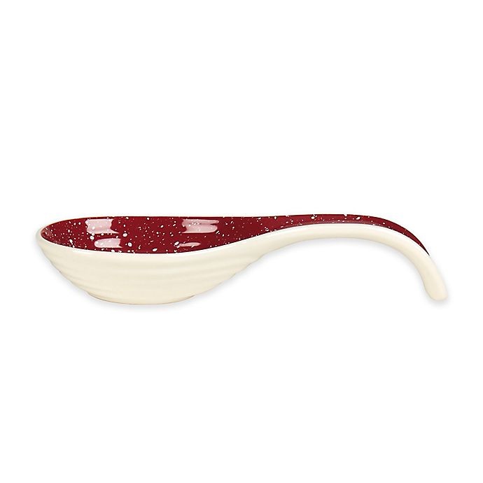 slide 1 of 2, Tabletops Gallery Christmas Speckled Spoon Rest - Red, 1 ct