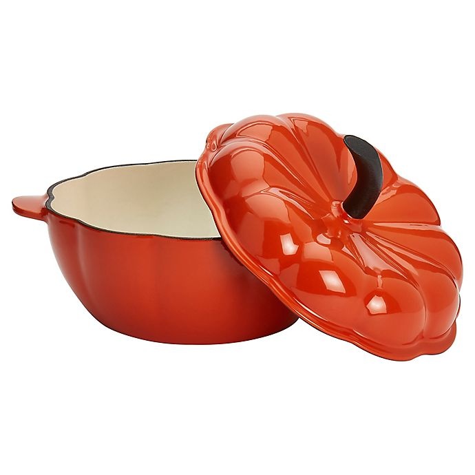 slide 2 of 6, Artisanal Kitchen Supply Enameled Cast Iron Pumpkin Dutch Oven - Orange, 2 qt