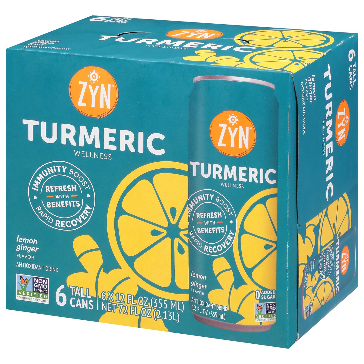 slide 4 of 11, ZYN Turmeric Wellness Lemon Ginger Flavor Antioxidant Drink 6 - 12 fl oz Cans, 6 ct