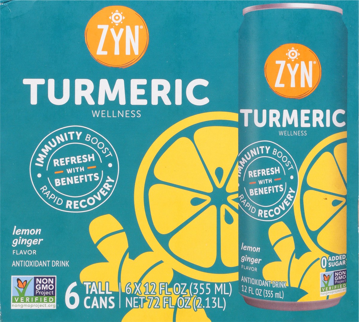 slide 7 of 11, ZYN Turmeric Wellness Lemon Ginger Flavor Antioxidant Drink 6 - 12 fl oz Cans, 6 ct