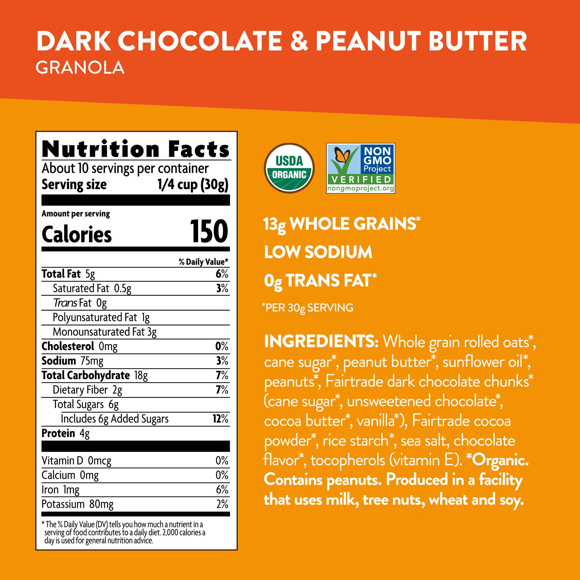 slide 5 of 5, Love Crunch Organic Dark Chocolate & Peanut Butter Granola 11.5oz Pouch, 11.5 oz
