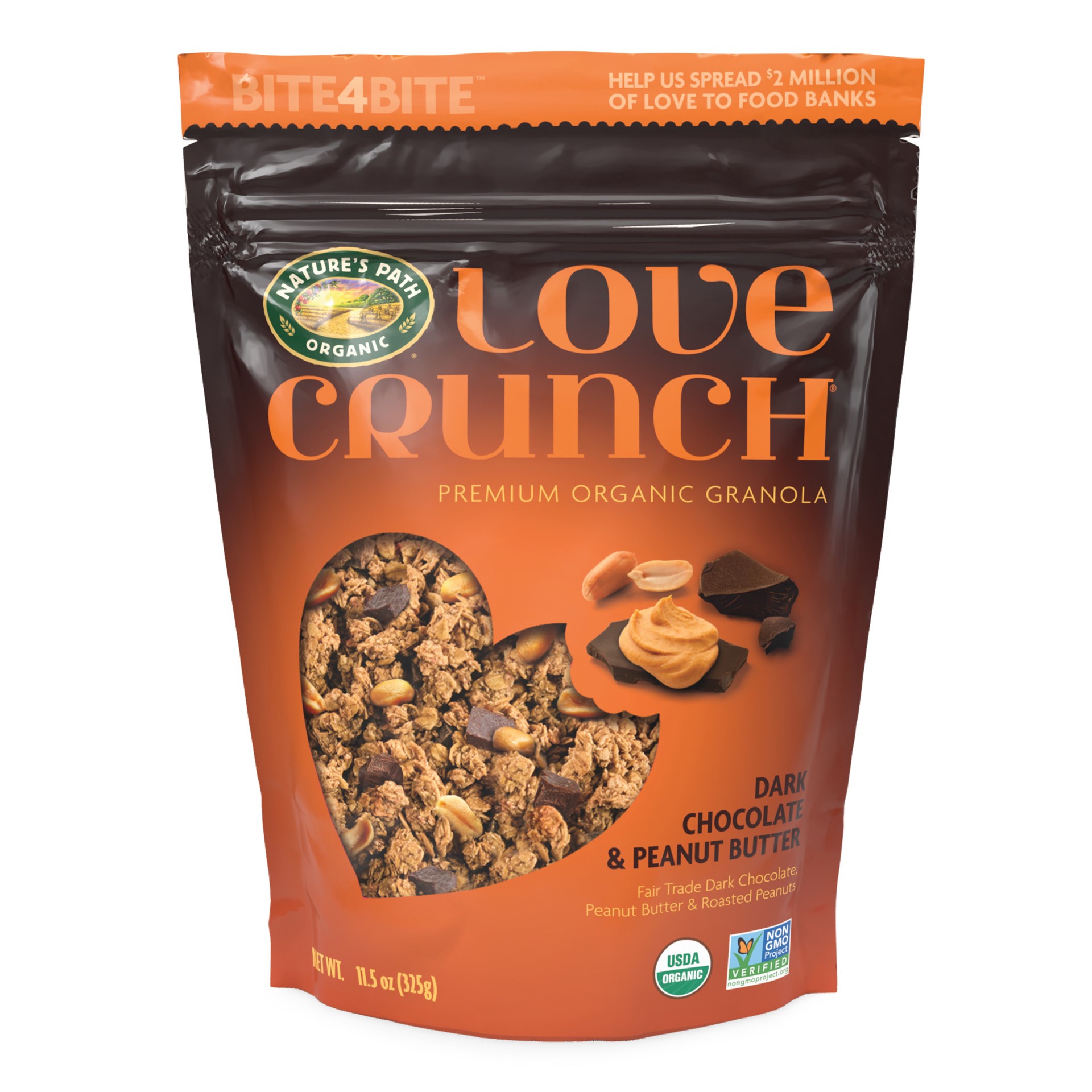 slide 1 of 5, Love Crunch Organic Dark Chocolate & Peanut Butter Granola 11.5oz Pouch, 11.5 oz