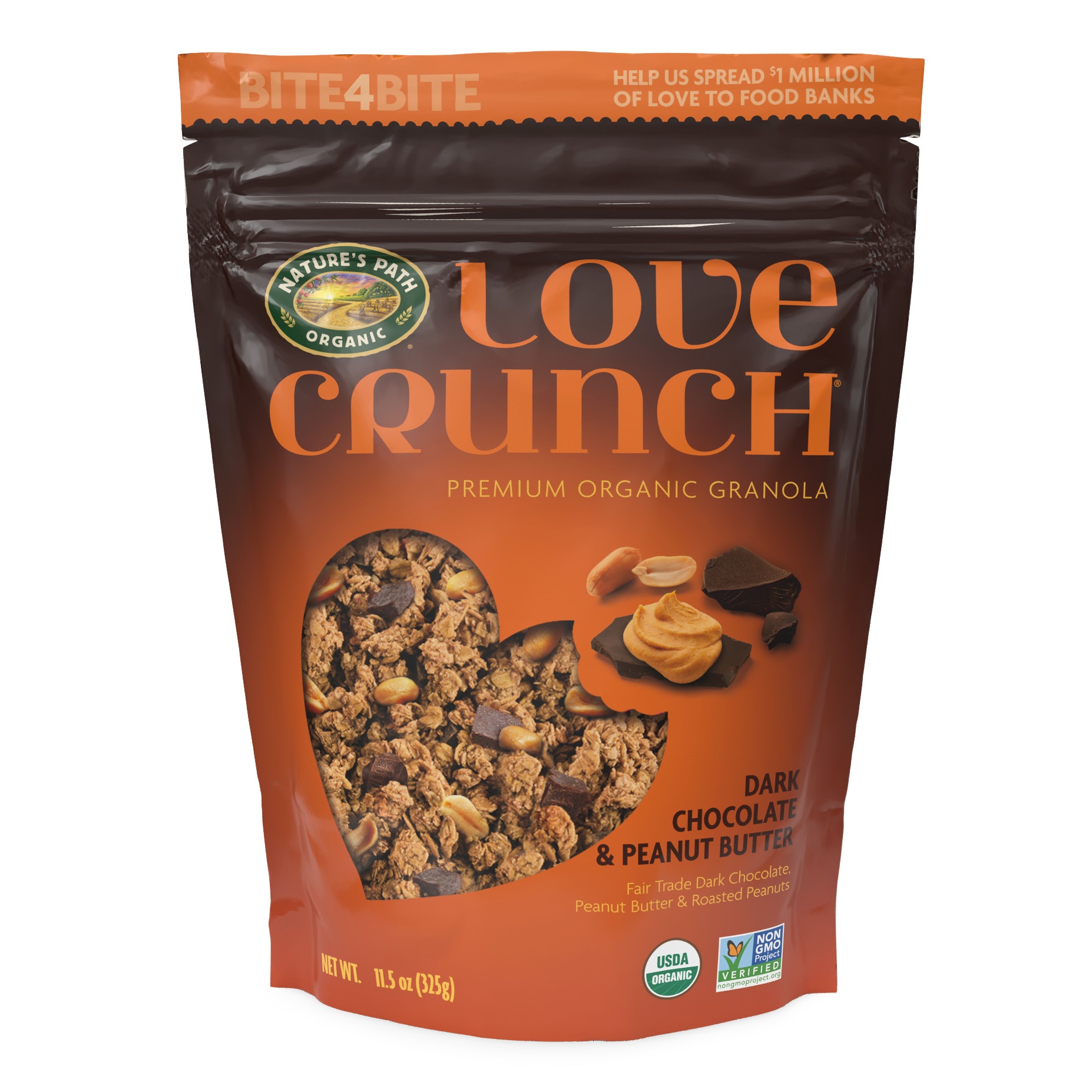 slide 1 of 6, Nature's Path Love Crunch Organic Dark Chocolate & Peanut Butter Granola Pouch, 11.5 oz