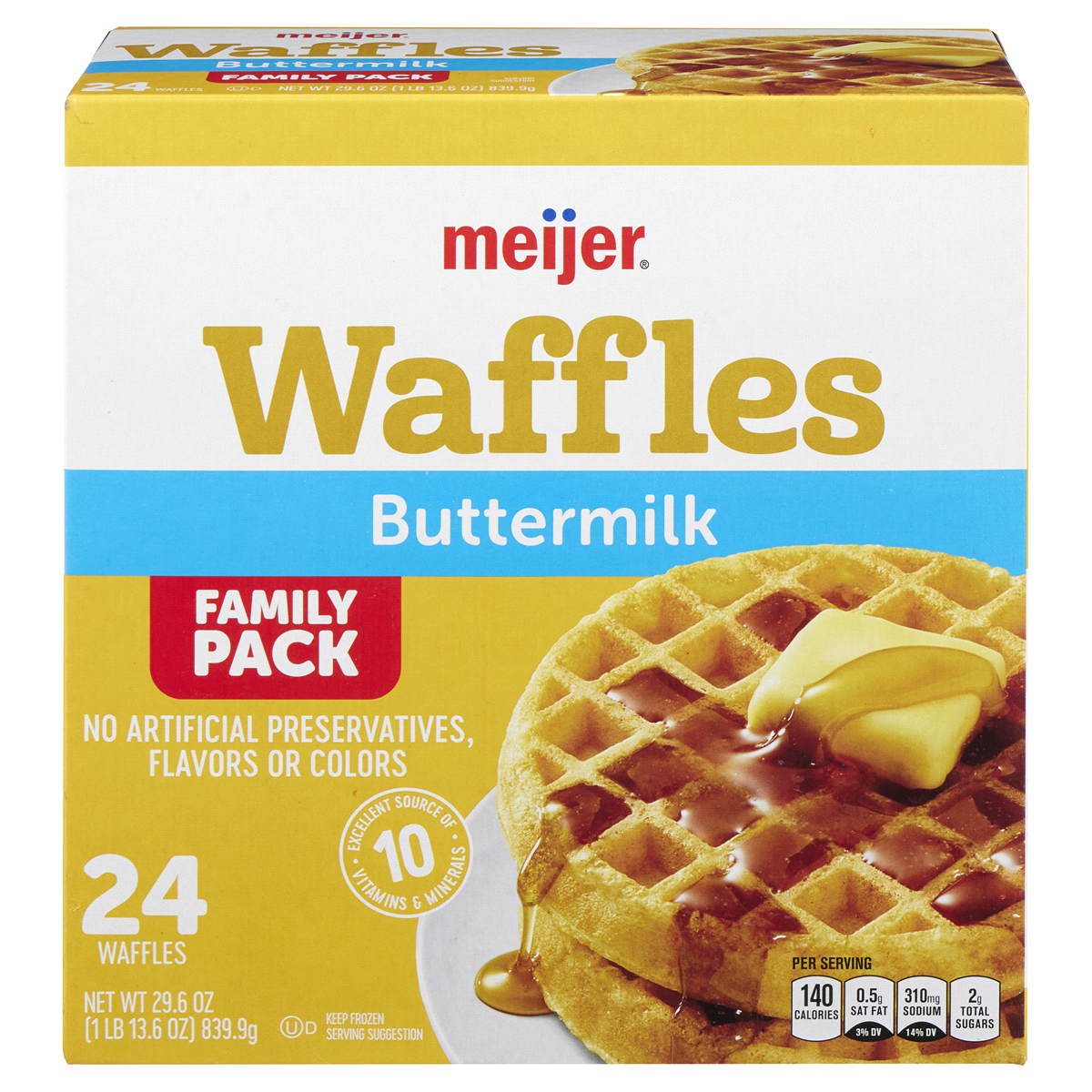 slide 1 of 4, Meijer Buttermilk Frozen Waffles, 24 ct; 29.6 oz