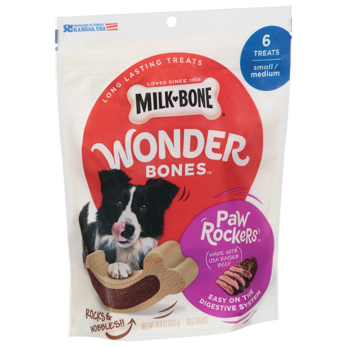 slide 2 of 9, Milk-Bone Wonder Bones Paw Rockers Dog Treats Small/Medium 6 ea, 6 ct