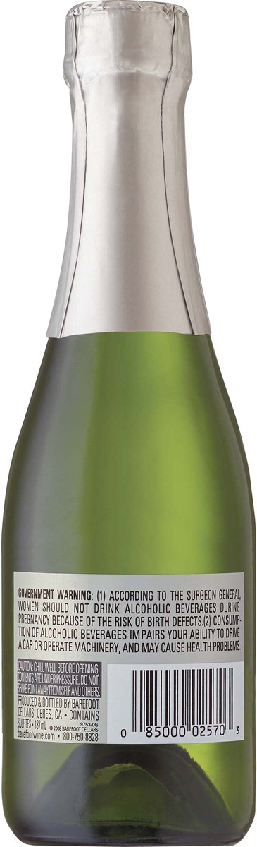 slide 2 of 3, Barefoot Moscato Spumante, Champagne, California, 187 ml