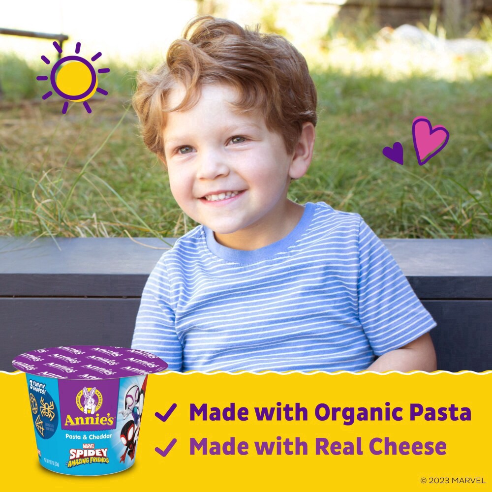 slide 6 of 22, Annie's Marvel Spidey and His Amazing Friends Macaroni and Cheese, Microwavable Pasta and Cheddar, 4 Cups, 7.48 oz, 4 ct