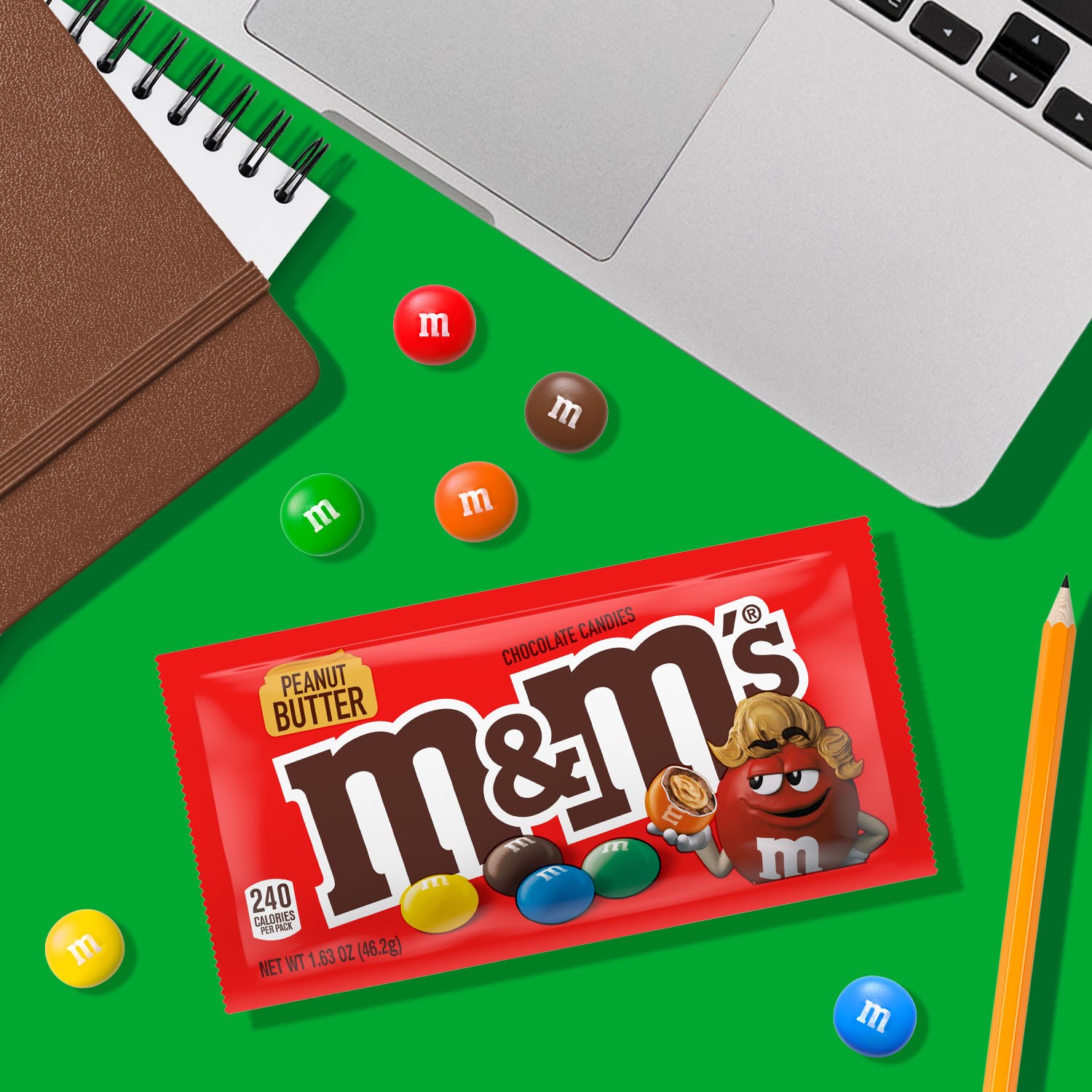 slide 4 of 8, M&M's, Peanut Butter Chocolate Candy, 24 ct; 1.63 oz